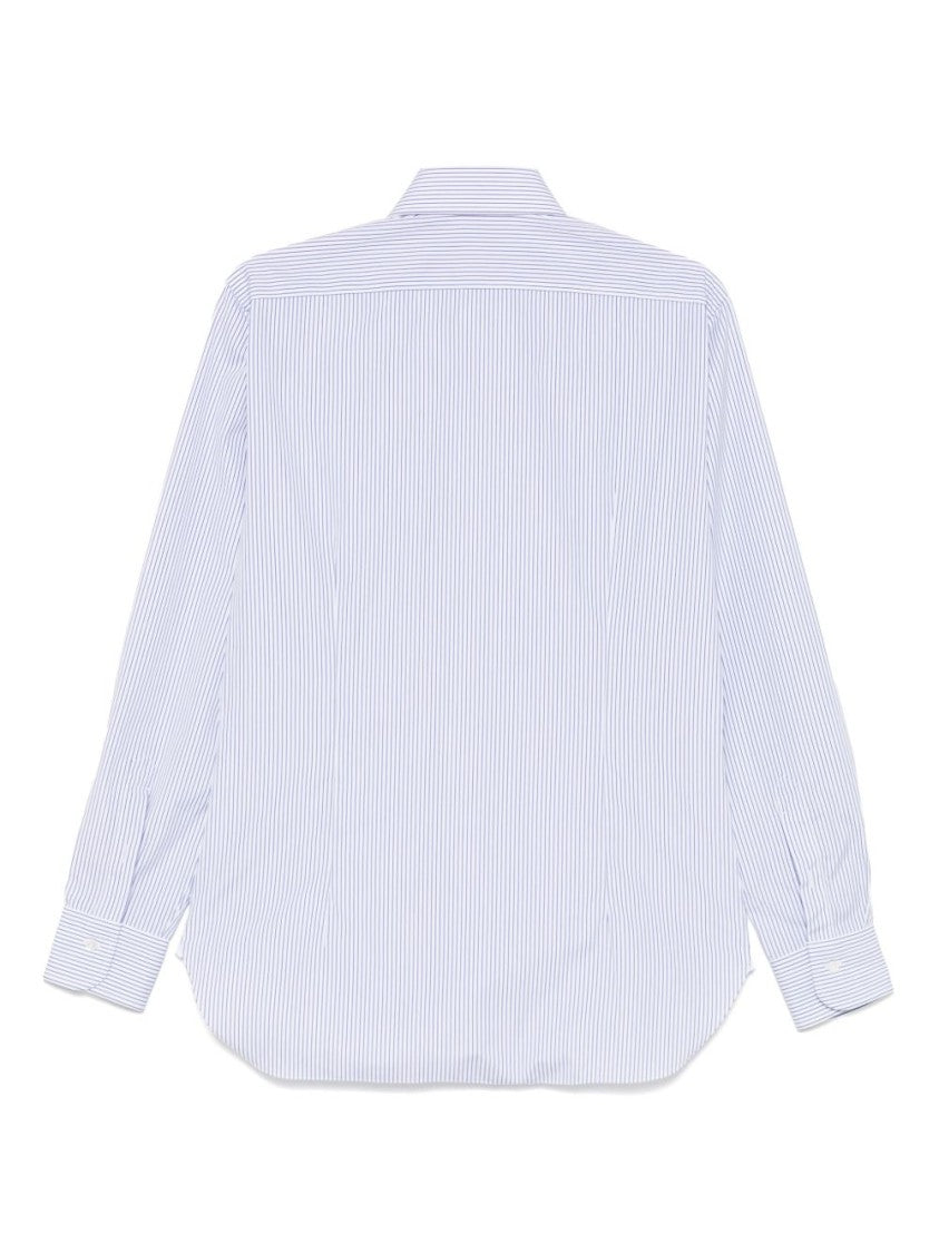 Barba Elegant White Shirt With Subtle Blue Stripes