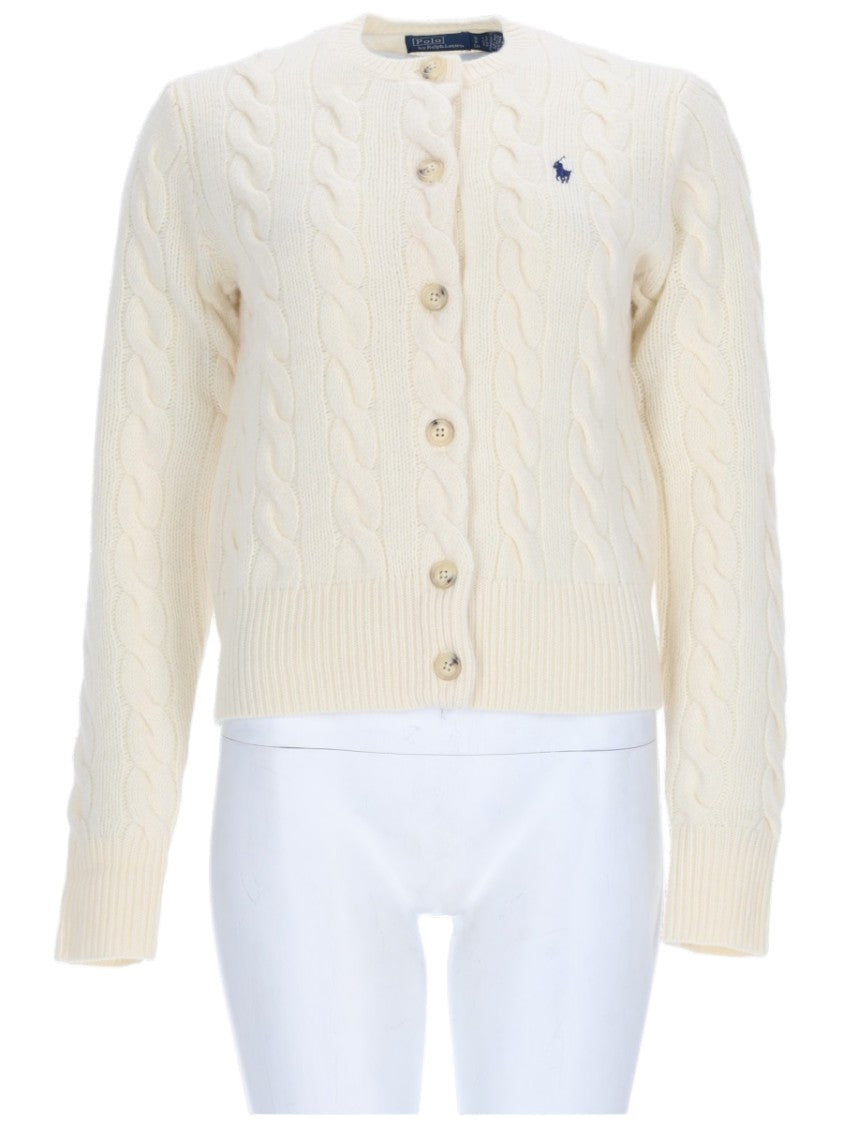 Polo Ralph Lauren Cable Knit Cardigan With Embroidered Logo