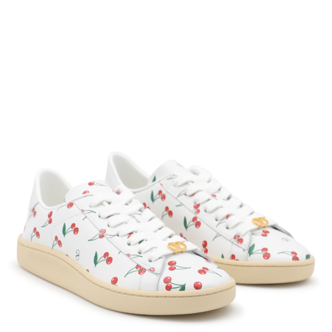 Valentino Garavani White And Red Leather Sneakers