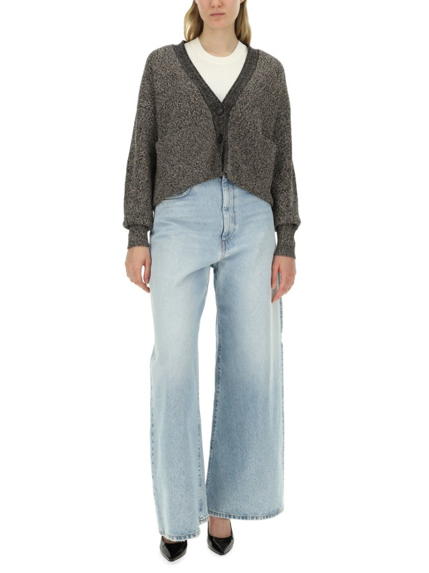 Sportmax Chunky Knit Maxi Cardigan With Deep V-Neckline