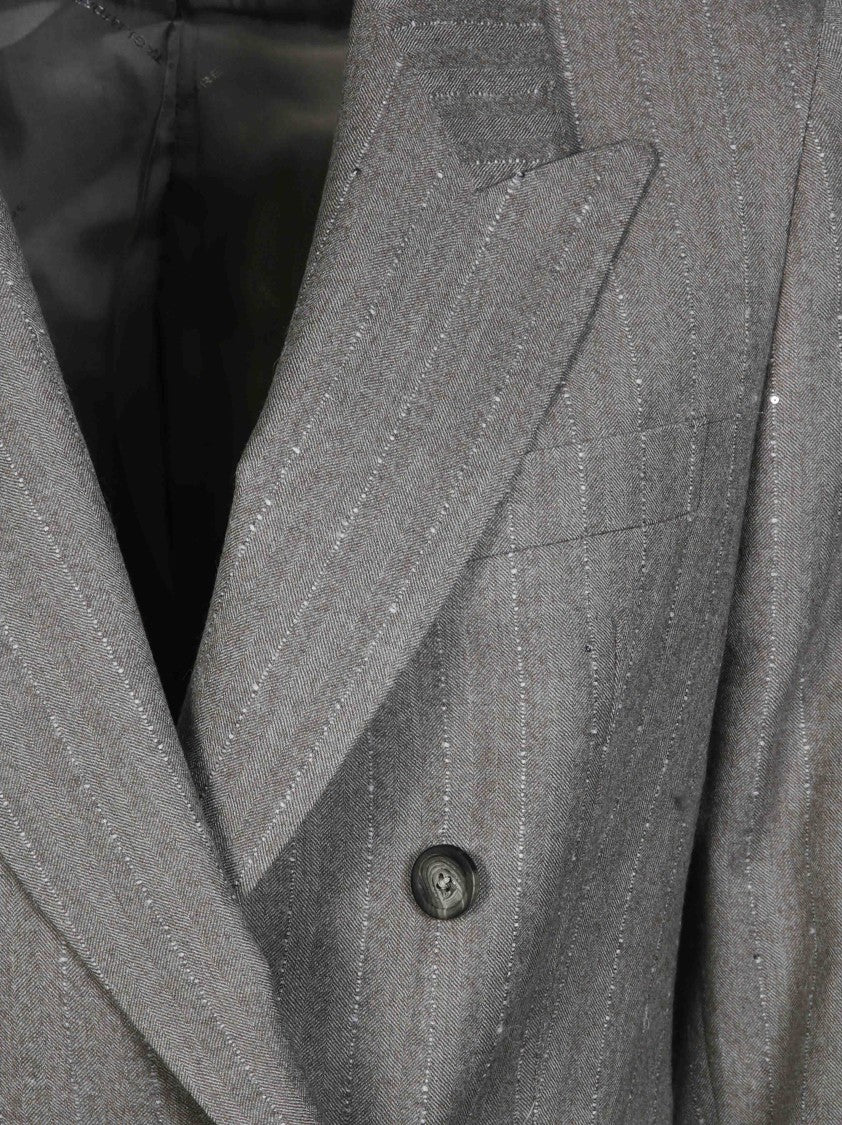 Tagliatore Pinstriped Sequined Tailored Suit