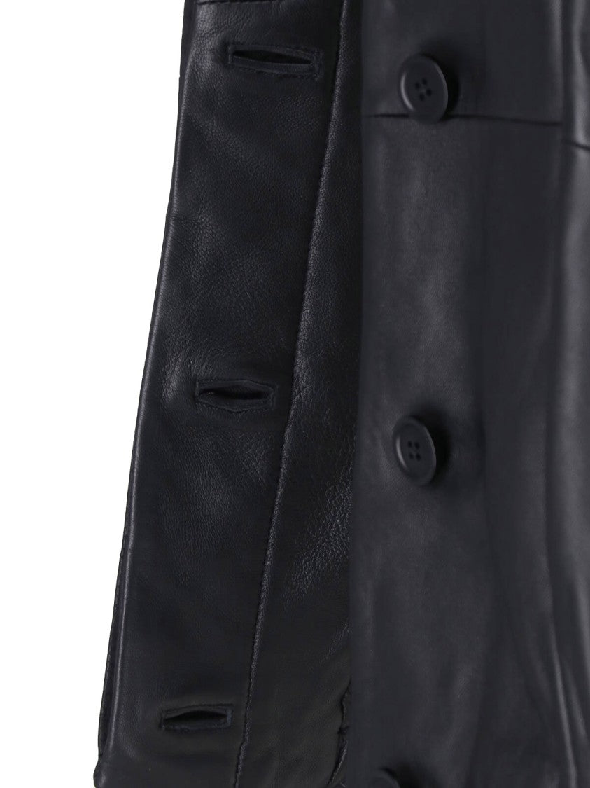 Róhe Cropped Black Lamb Leather Jacket With Classic Collar