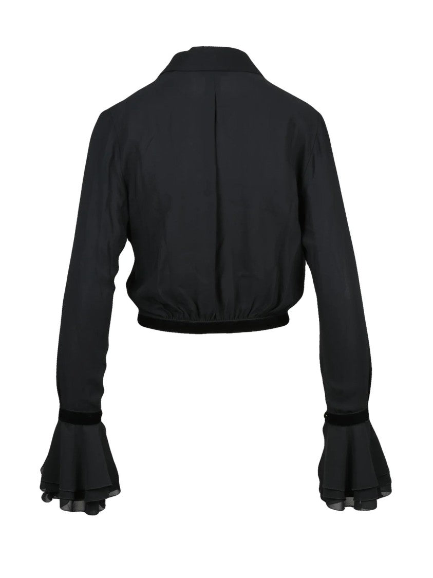 Elisabetta Franchi Black Fluid Viscose Cropped Top
