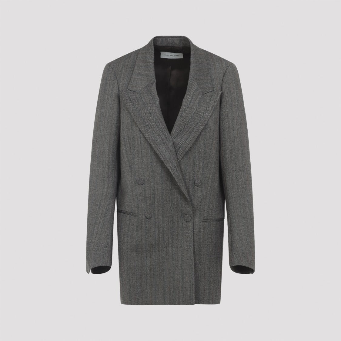Dries Van Noten Double-Breasted Grey Melange Wool Blink Jacket