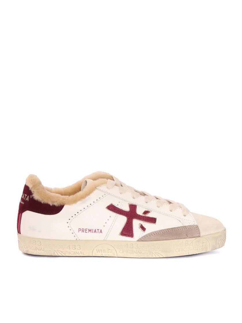 Premiata Low-Top Sneakers In Smooth And Hairy Calf Leather