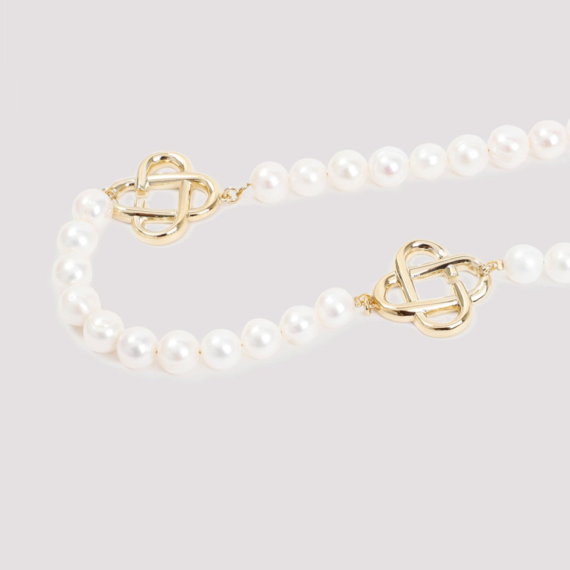 Casablanca White Pearls And Intricate Gold-Tone Brass Necklace