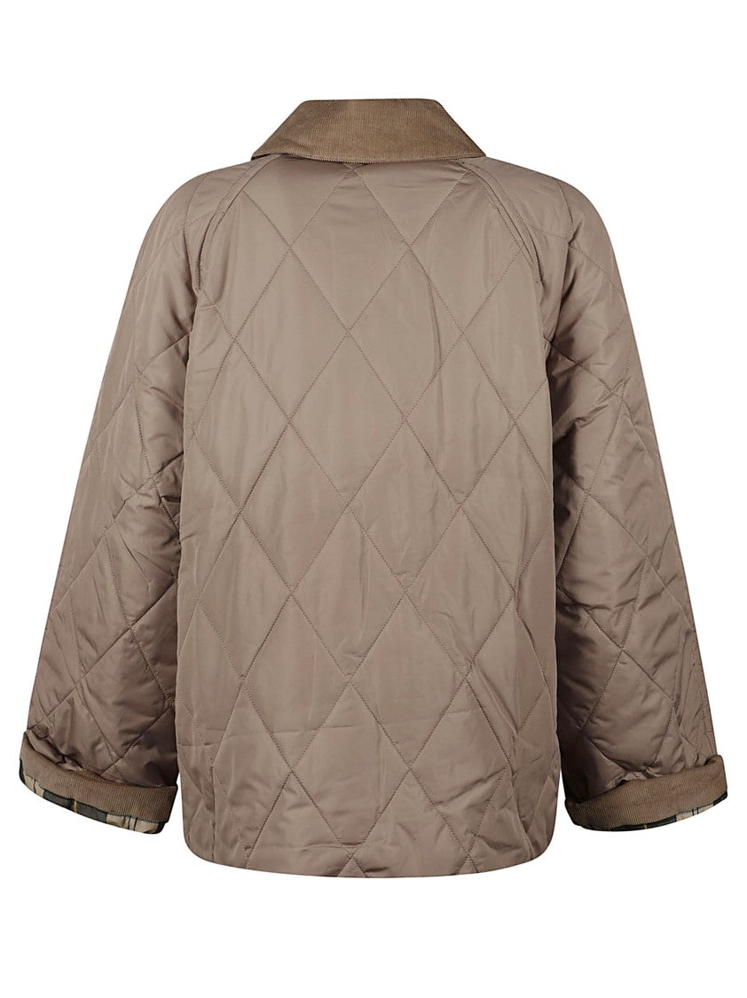 Barbour Diamond-Quilted Jacket With Corduroy Collar And Boxy Silhouette