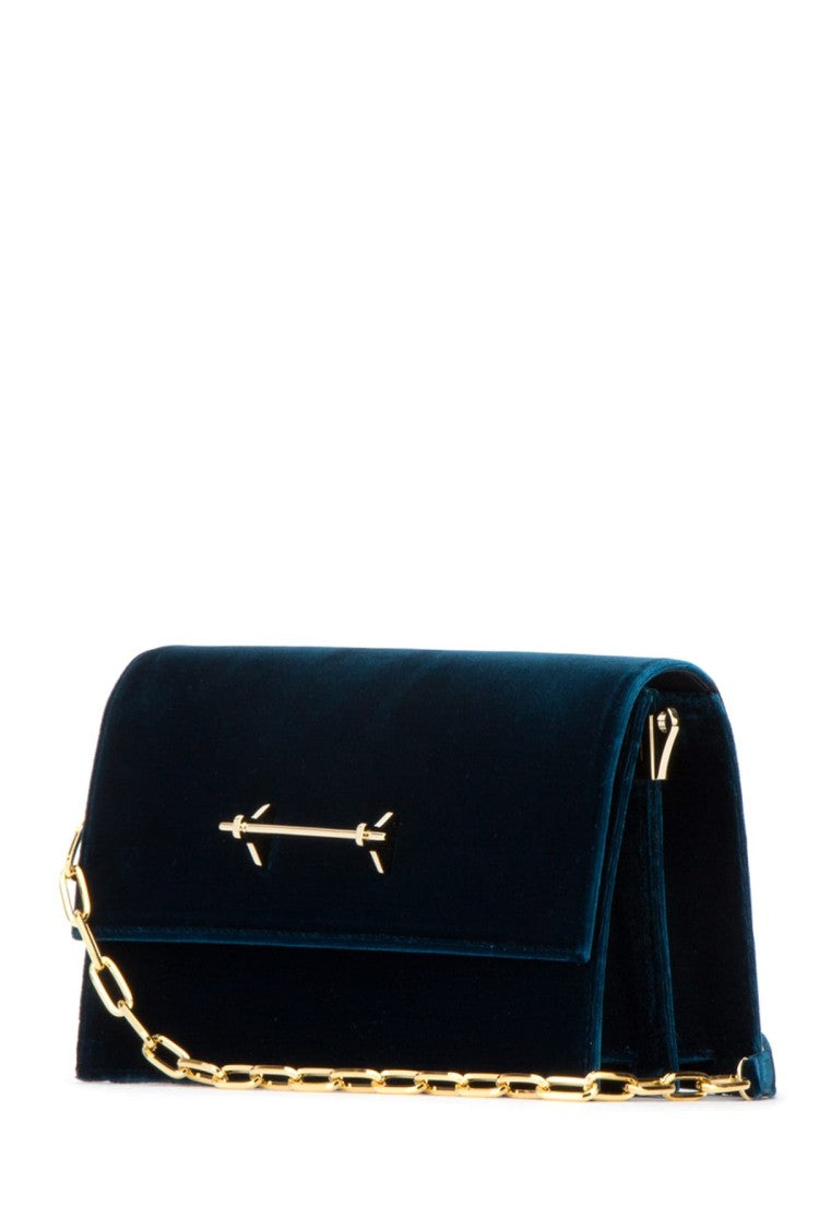 M2malletier Plush Velvet Clutch Bag With Gold-Tone Detailing