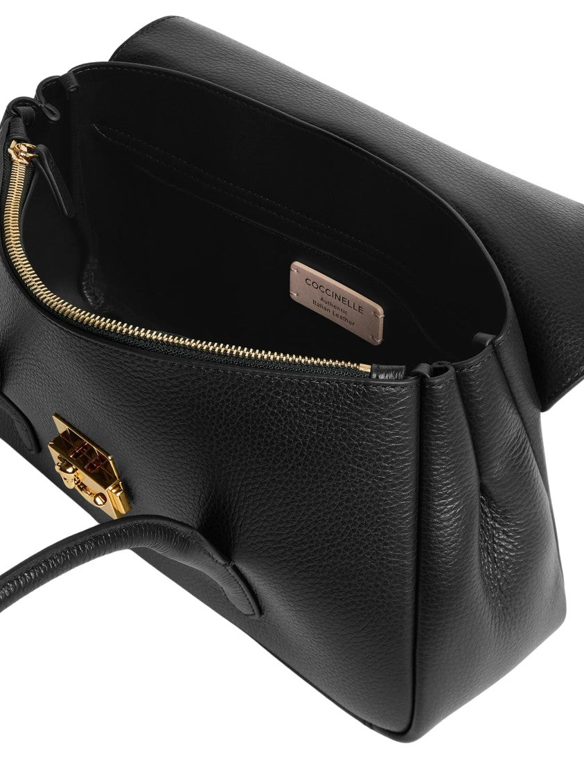 Coccinelle C-Me Lock Shoulder Bag With Textured Pebbled Finish