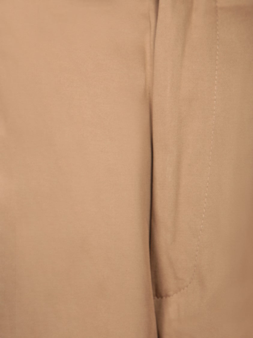 Amaranto Relaxed-Fit Beige Shorts With Classic Pleats