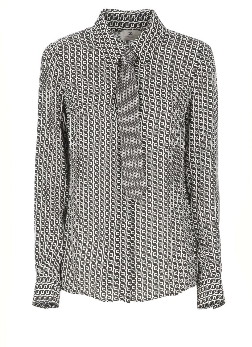Elisabetta Franchi Geometric Print Viscose Shirt With Classic Collar
