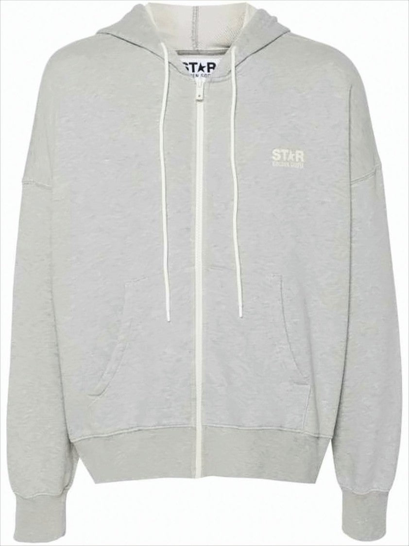 Golden Goose Light Grey Zip-Up Hoodie With Subtle Logo