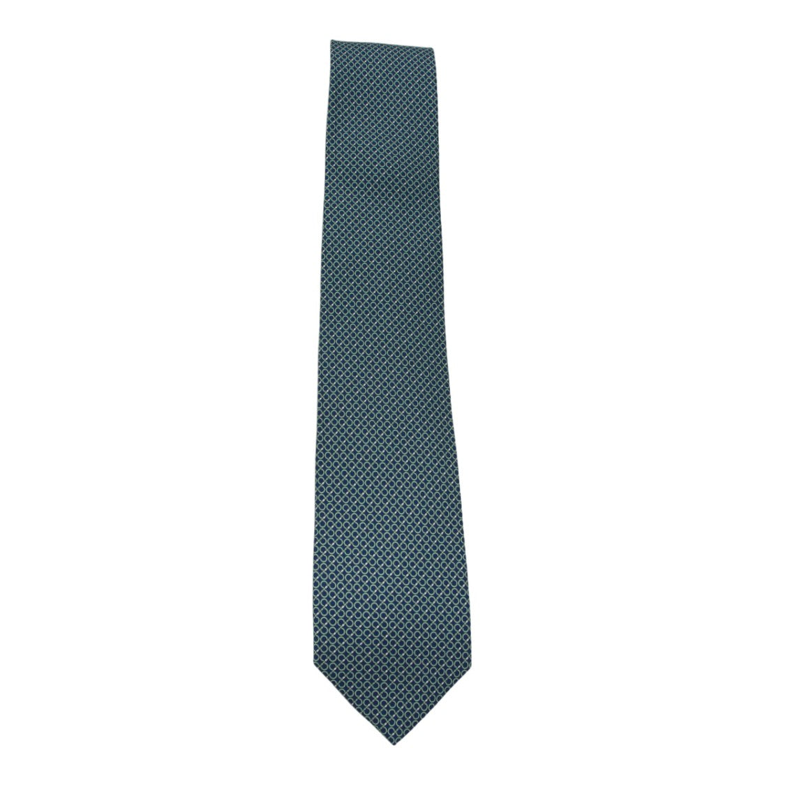Ferragamo Geometric Patterned Tie In Deep Muted Blue