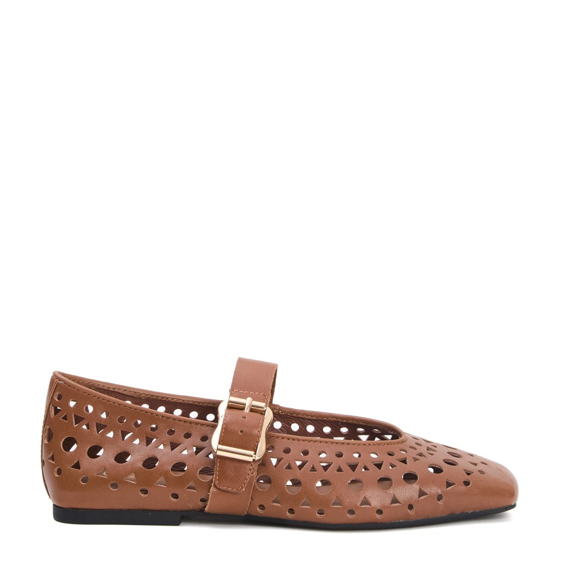 Ash Laser Cut Leather Ballerina