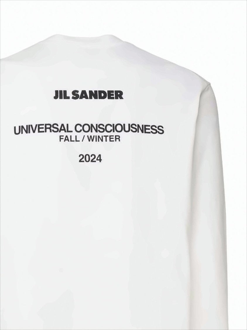 Jil Sander Long-Sleeve Minimalist Cotton T-Shirt With Graphic Detail