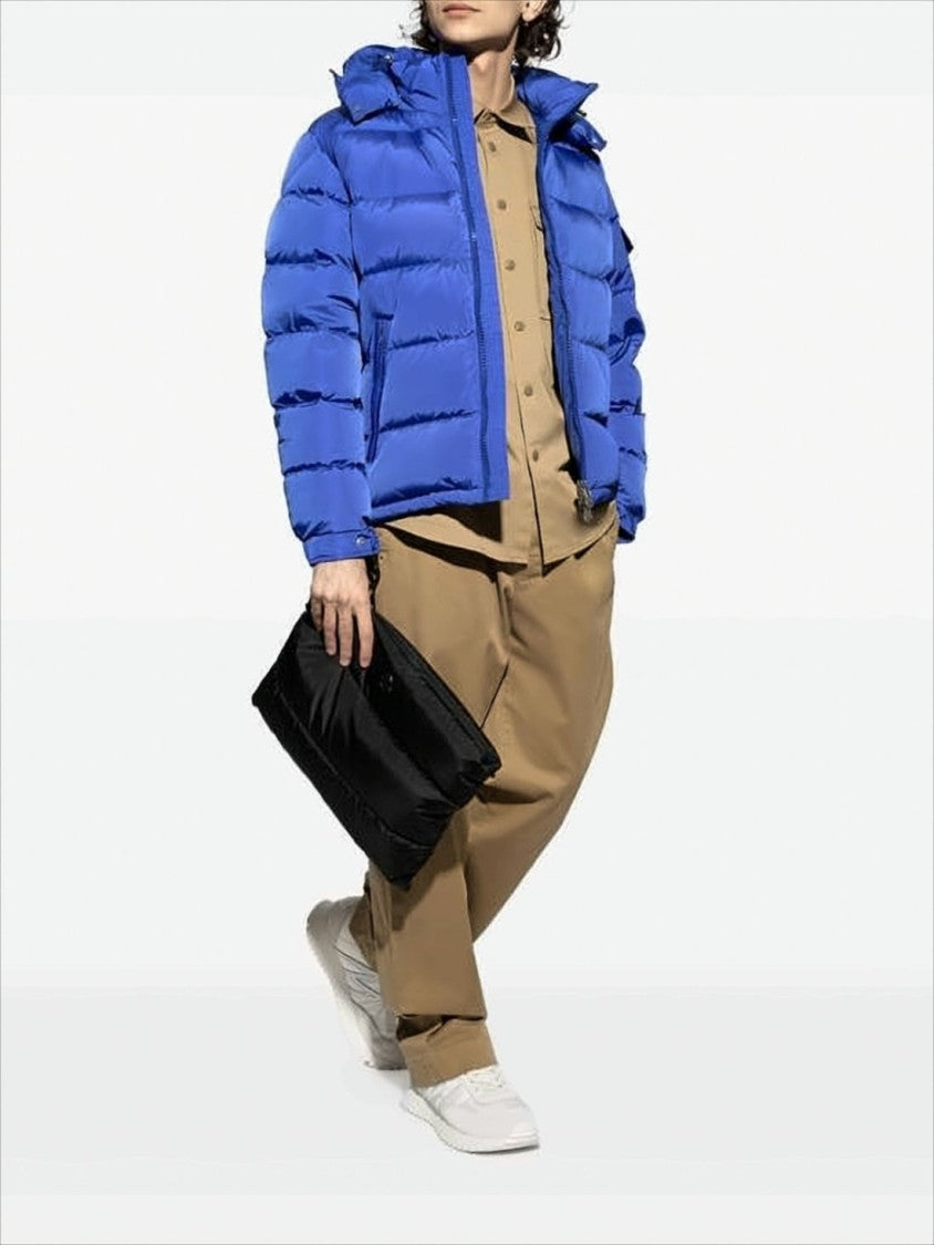 Moncler Quilted Blue Down Jacket With Finish