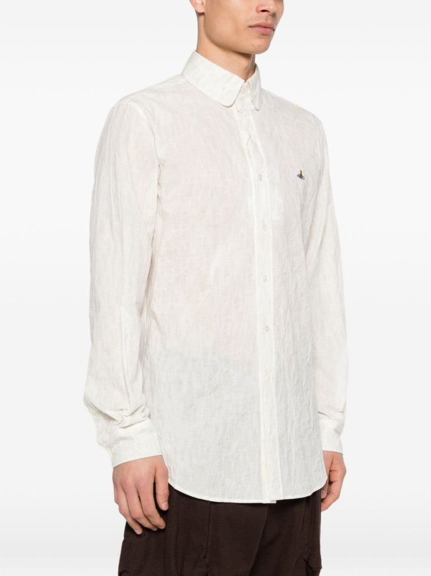 Vivienne Westwood White Tonal Pattern Embroidered Logo Shirt