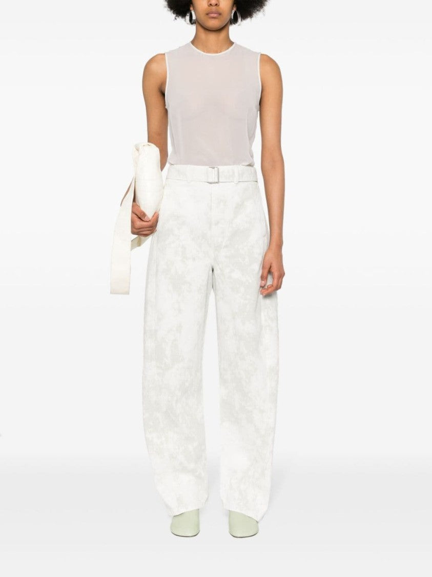 Ami Paris White Silk Semi-Sheer Sleeveless Top