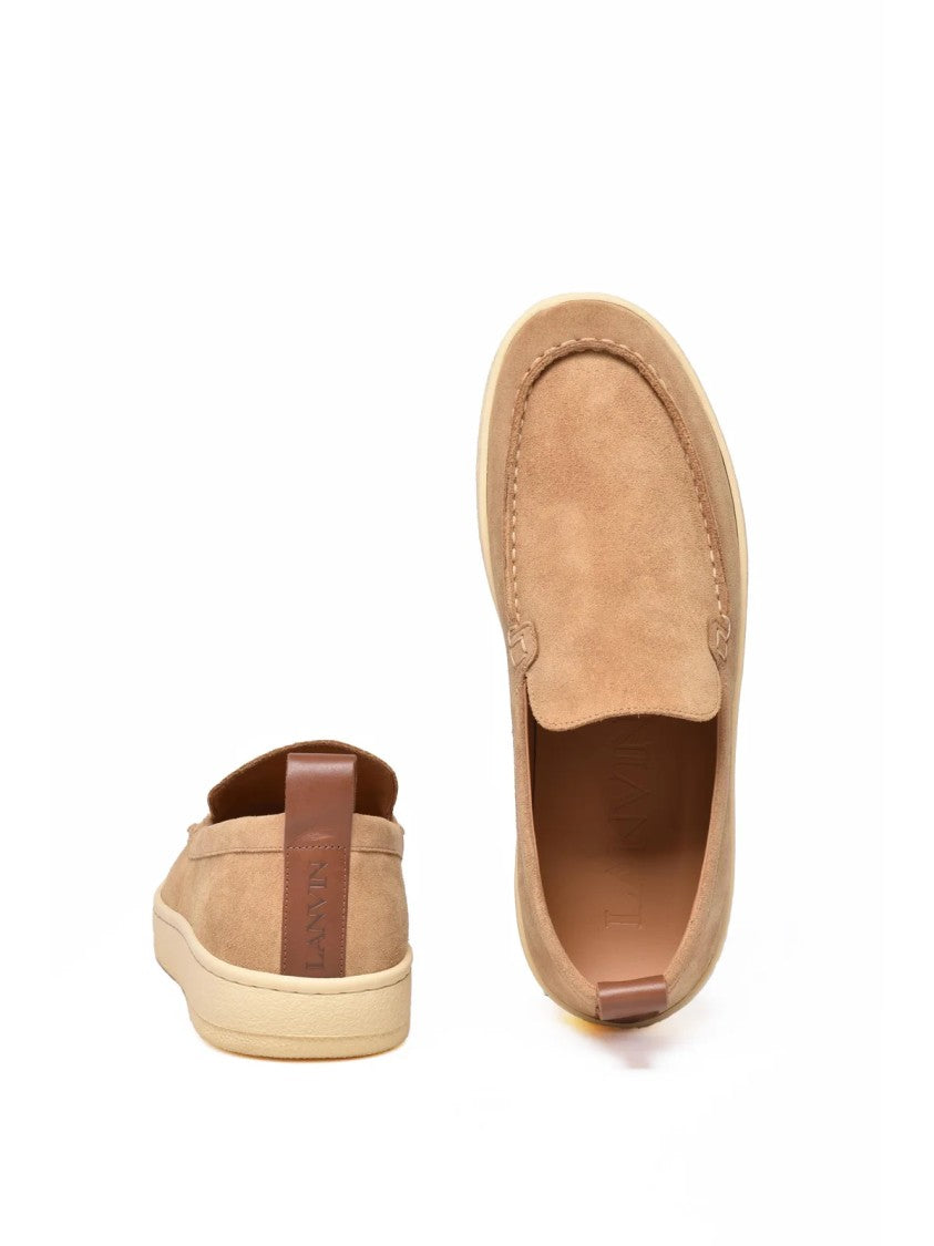 Lanvin Beige Suede Slipper Loafers