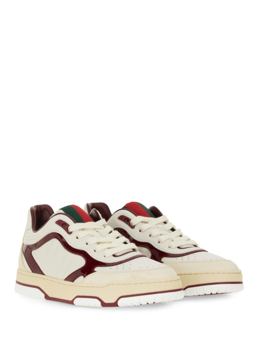 Gucci Low-Top White Calfskin Sneakers With Polished Finish
