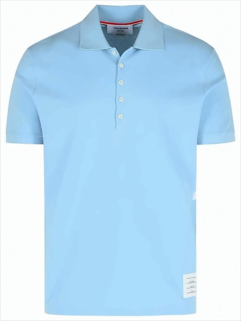 Thom Browne Short-Sleeve Polo Shirt With Structured Collar And Subtle Detailing
