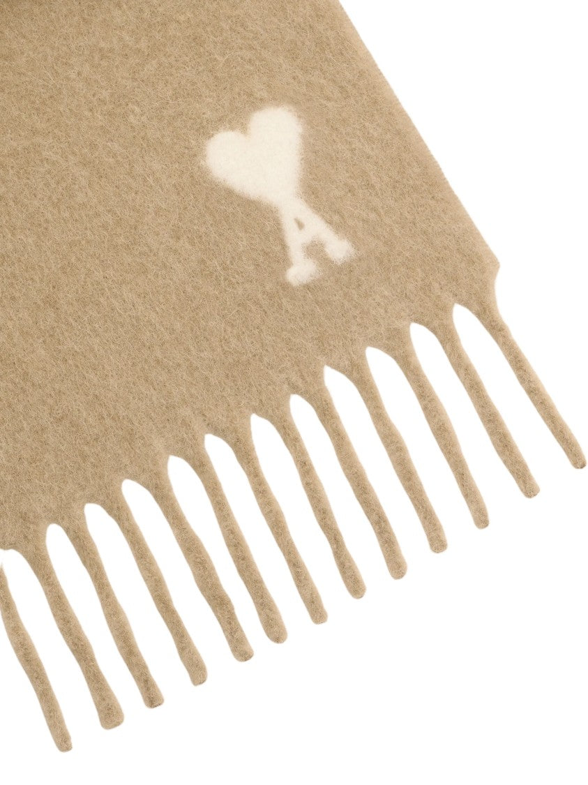 Ami Paris Beige Ami De Coeur Alpaca-Blend Scarf