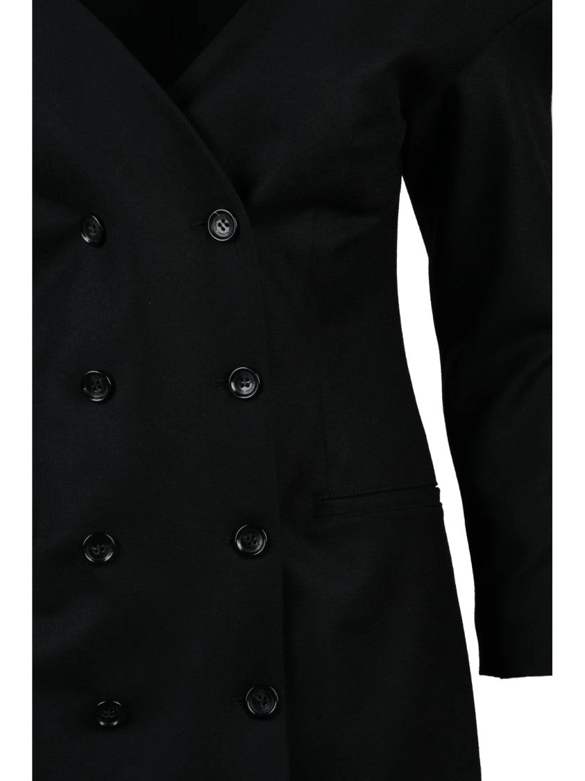 Alberta Ferretti Black Virgin Wool-Blend Boat-Neck Blazer