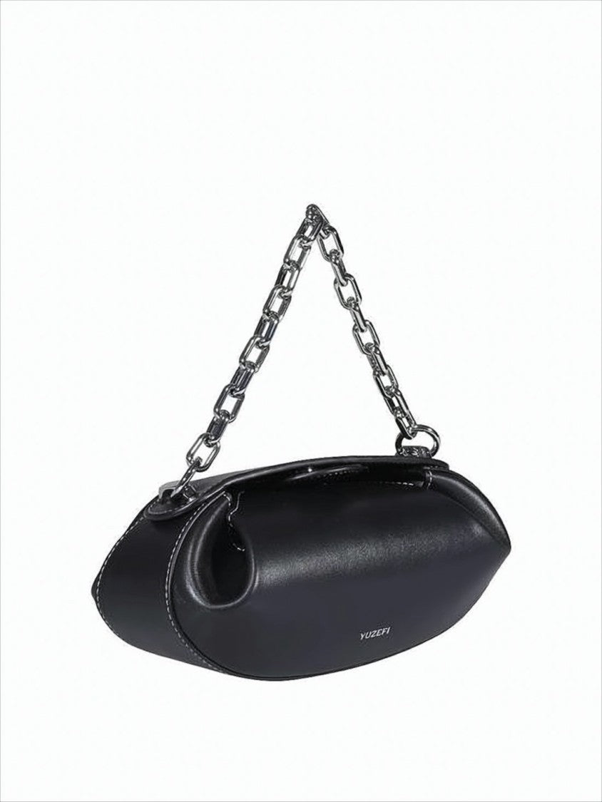 Yuzefi Elongated Oval Shoulder Bag With Chain Handle