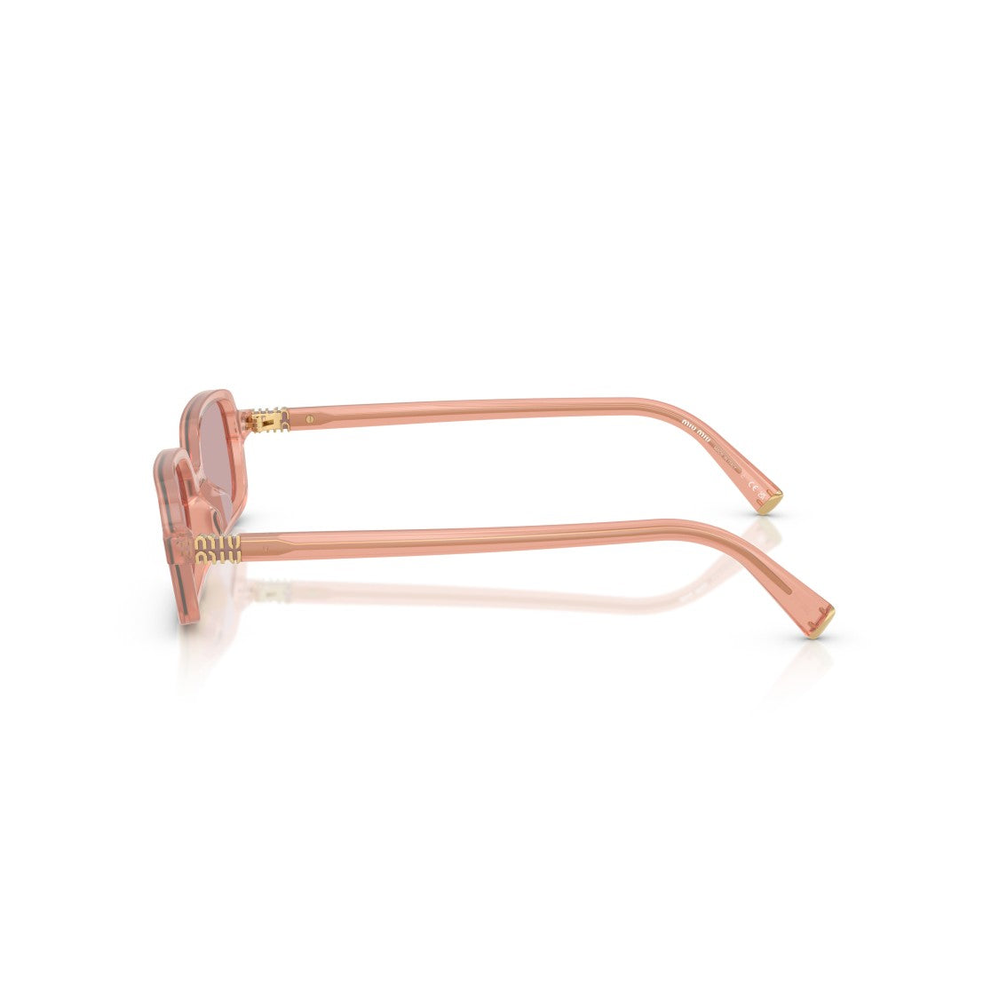 Miu Miu 0Mu 11Zs Translucent Peach Rectangular Sunglasses
