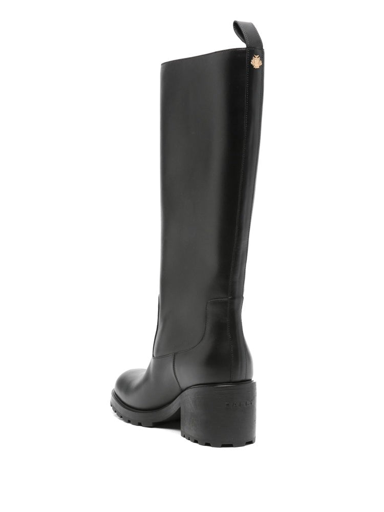 Bally Black Rugged Sole Leather Long Boots