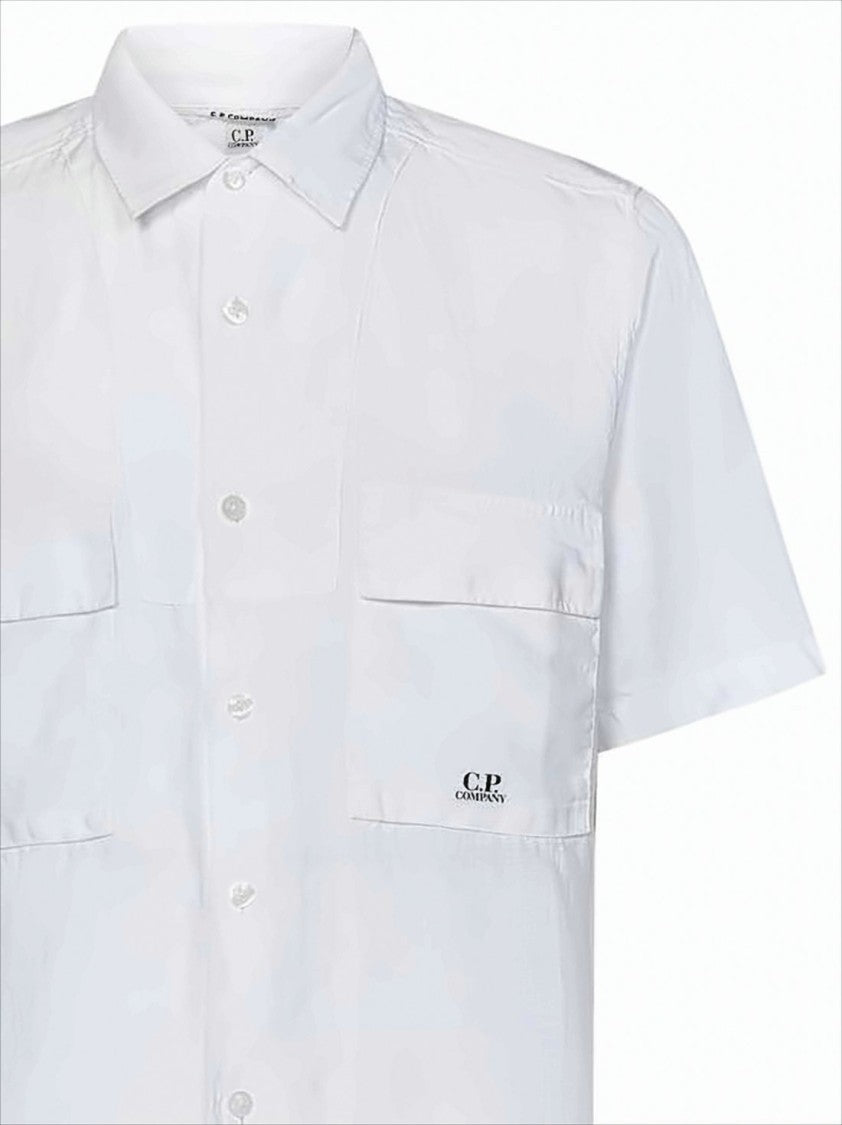 C.P. Company Short-Sleeved Linen Shirt With Classic Collar