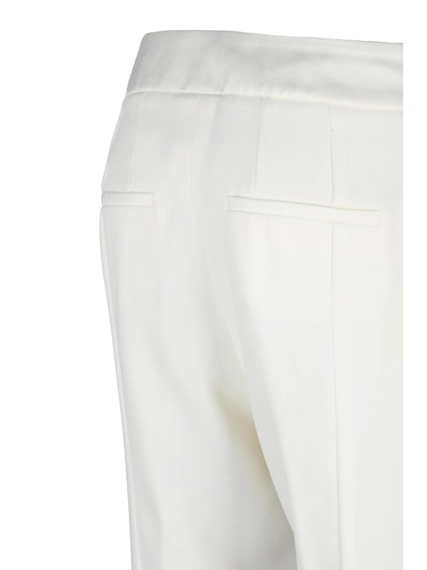 Marella Art.365 Tailored White Trousers With Functional Pockets And Zip Closure