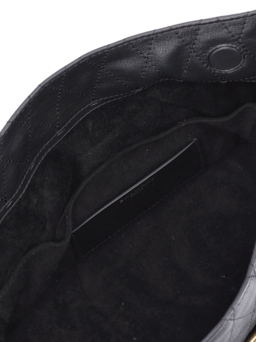 Balmain Black Anthem Buckle Leather Shoulder Bag
