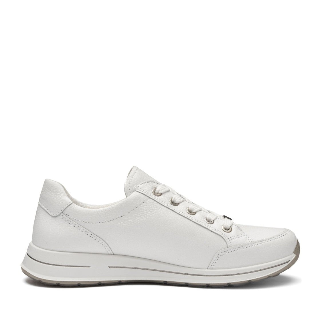 Ara White Osaka Minimalist Zipper Leather Sneakers