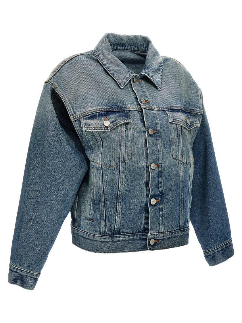 Mm6 By Maison Margiela Cut-Out Denim Jacket With Unique Sleeve Details