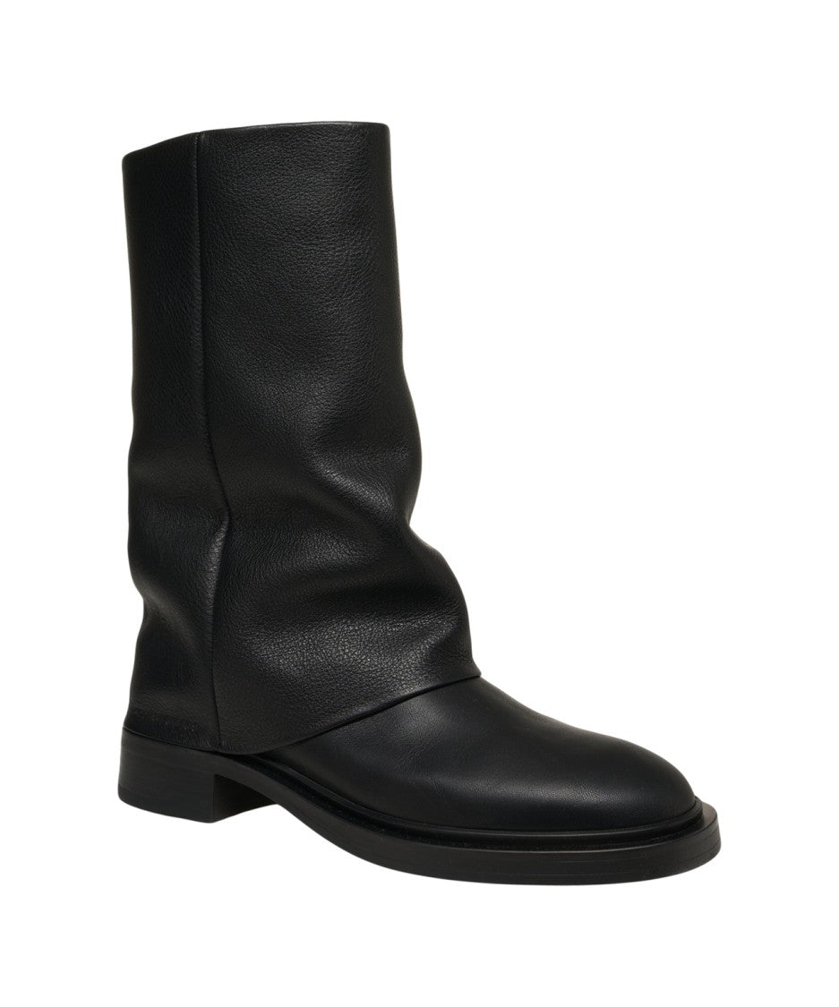Copenaghen Smooth Leather Ankle Boots With Slouched Shaft