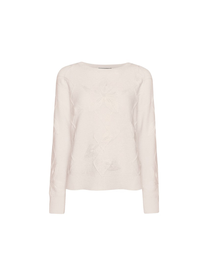 Elena Miro` Floral Boatneck Viscose-Blend Sweater