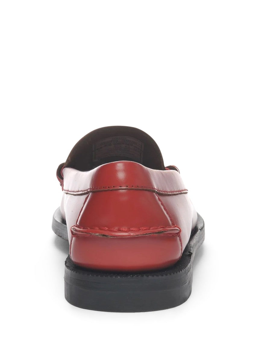 Sebago Classic Red Leather Slip-On Flat Shoes