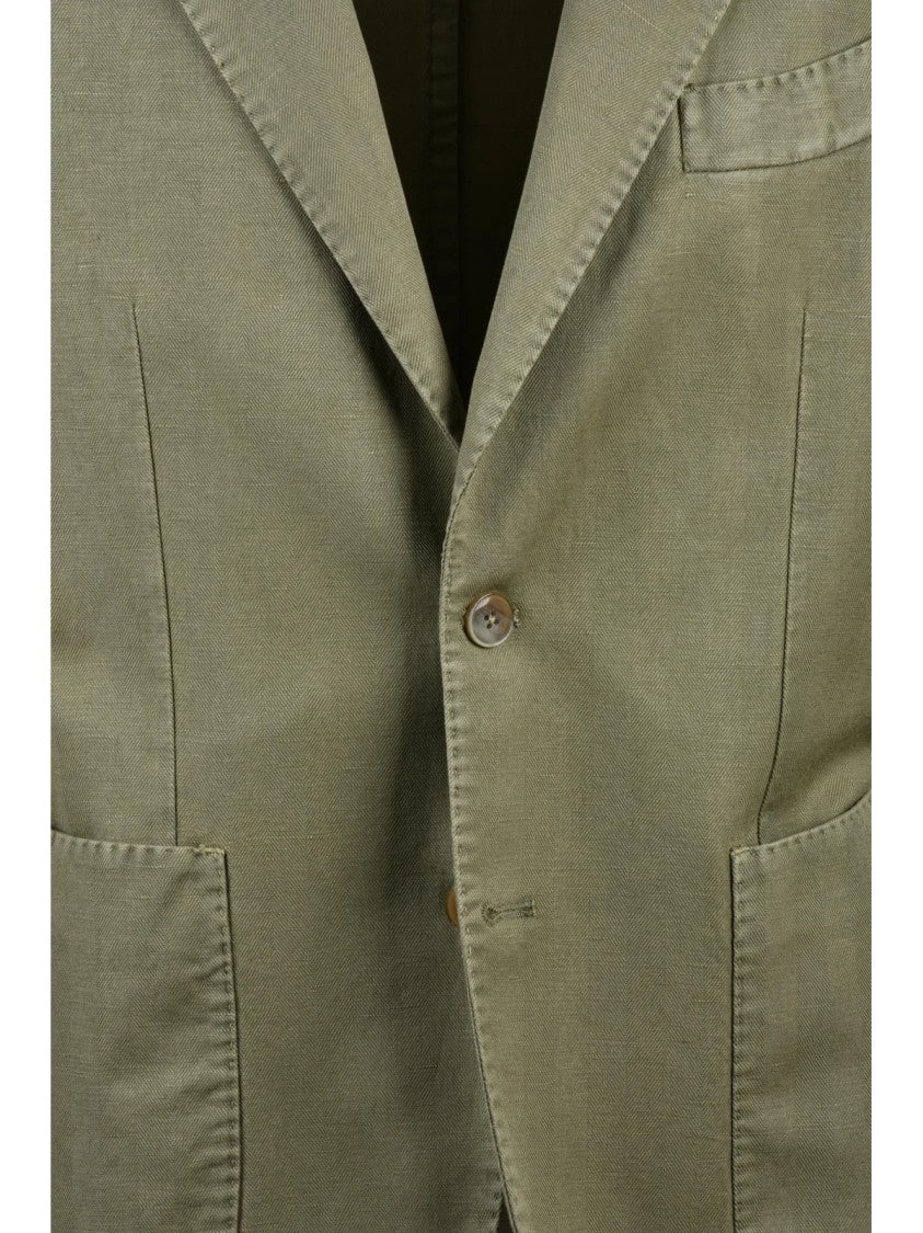 L.B.M. 1911 Sage Green Linen Cotton Fitted Jacket