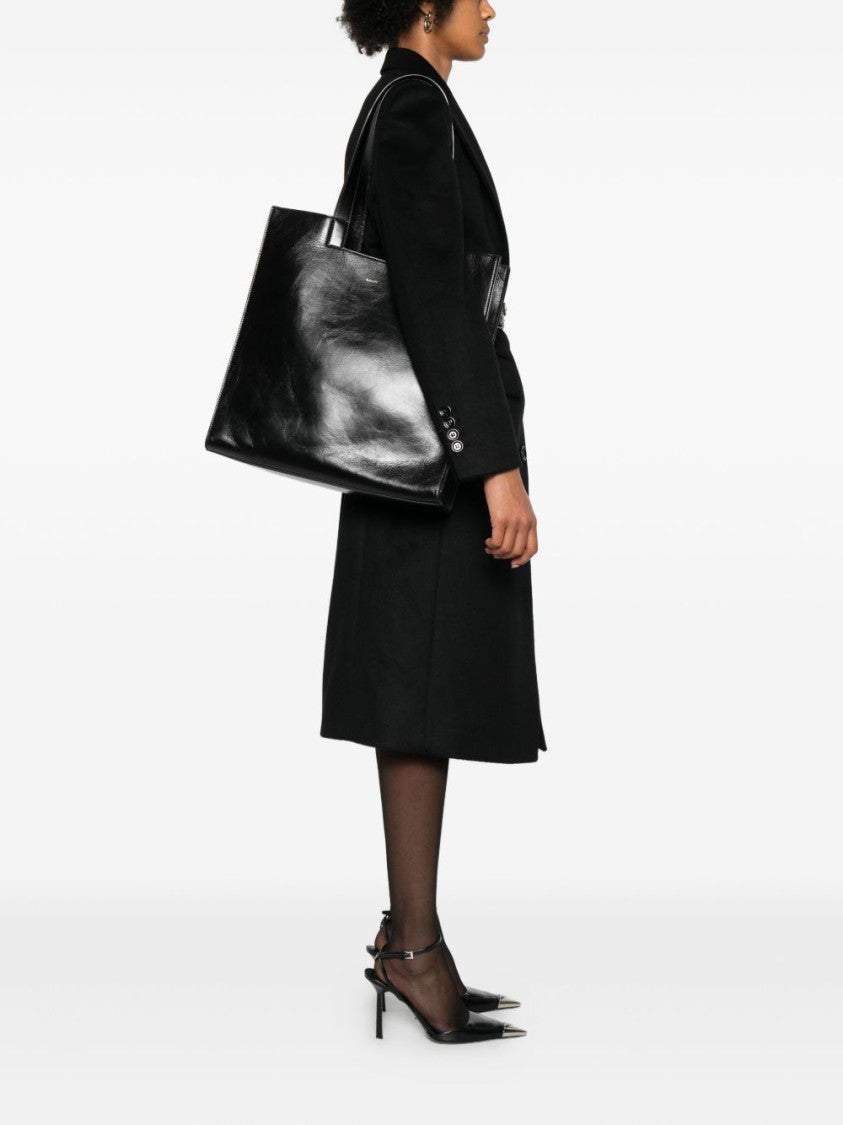 Bally Rectangular Black Calf Leather Tote Bag