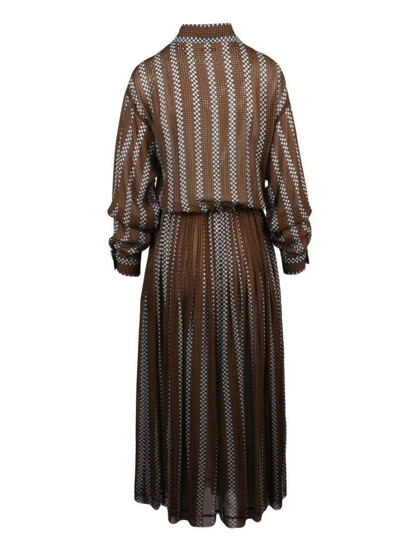 Crida Pleated Maxi Dress With Button-Up Front And Side Pockets