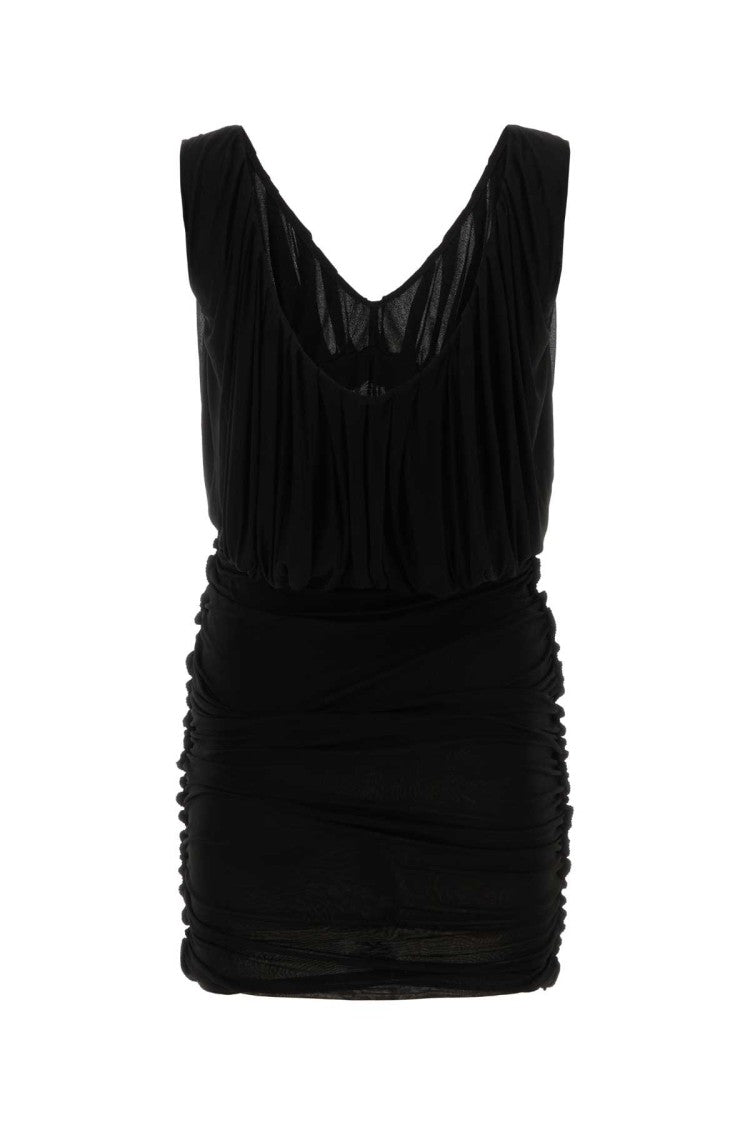 Saint Laurent Black Cupro Mini Dress