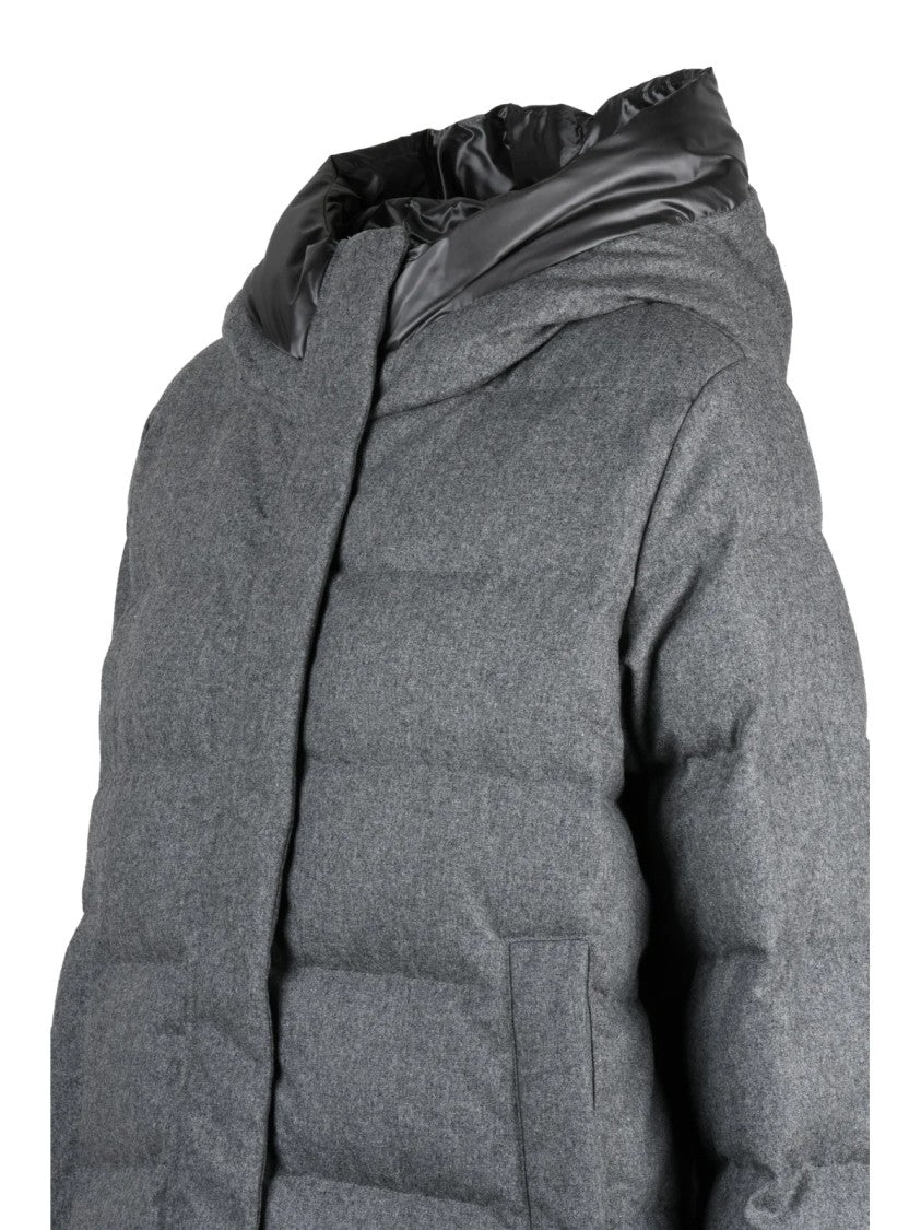 Hox Grey Quilted Wool-Blend Down Jacket