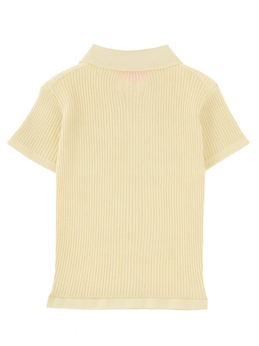 Guest In Residence Neutrals Shrunken Ribbed Cashmere Polo Shirt