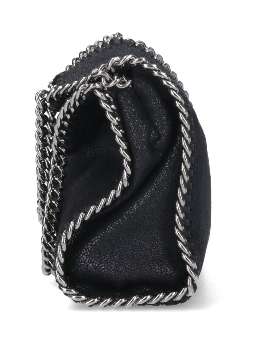 Stella Mccartney Textured Black Silver Chain Fabric Tote Bag
