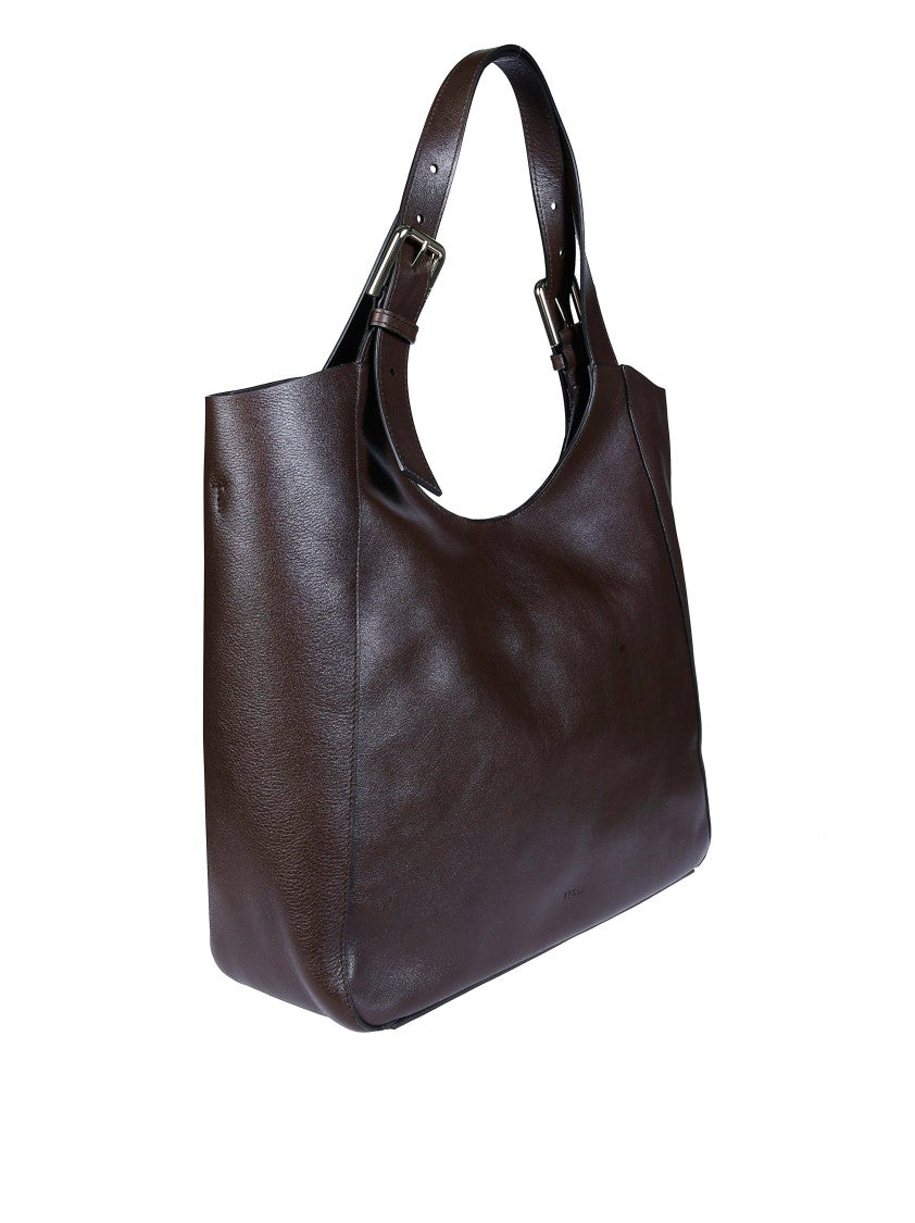 Furla Dora L Dark Brown Leather Tote Bag