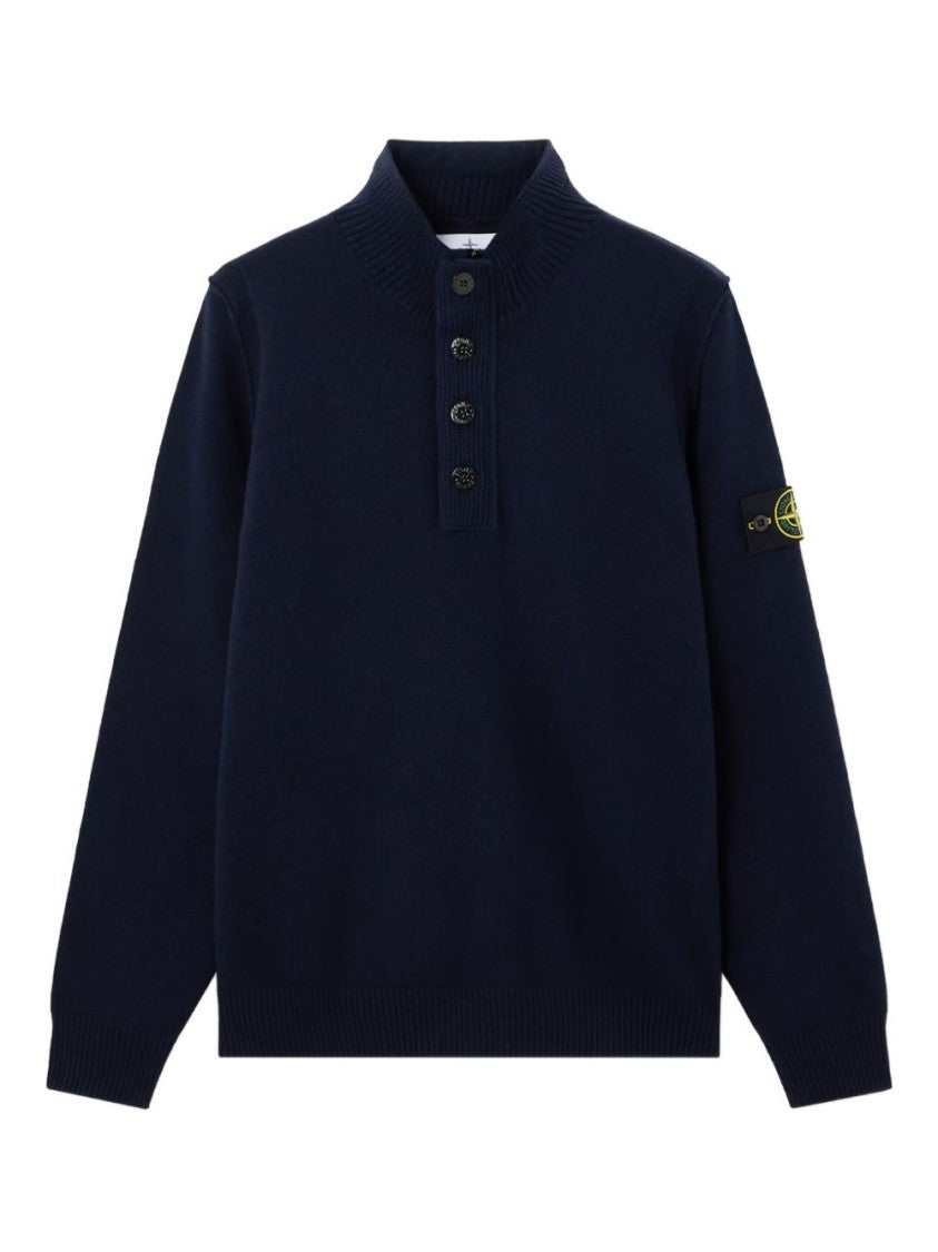 Stone Island Deep Navy Wool Blend Sweater