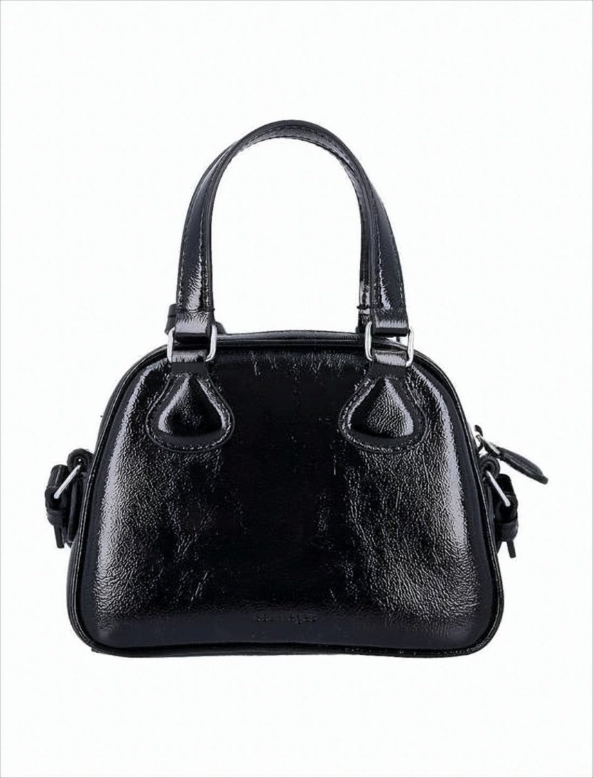 Courrèges Structured Black Cow Leather Crossbody Bag