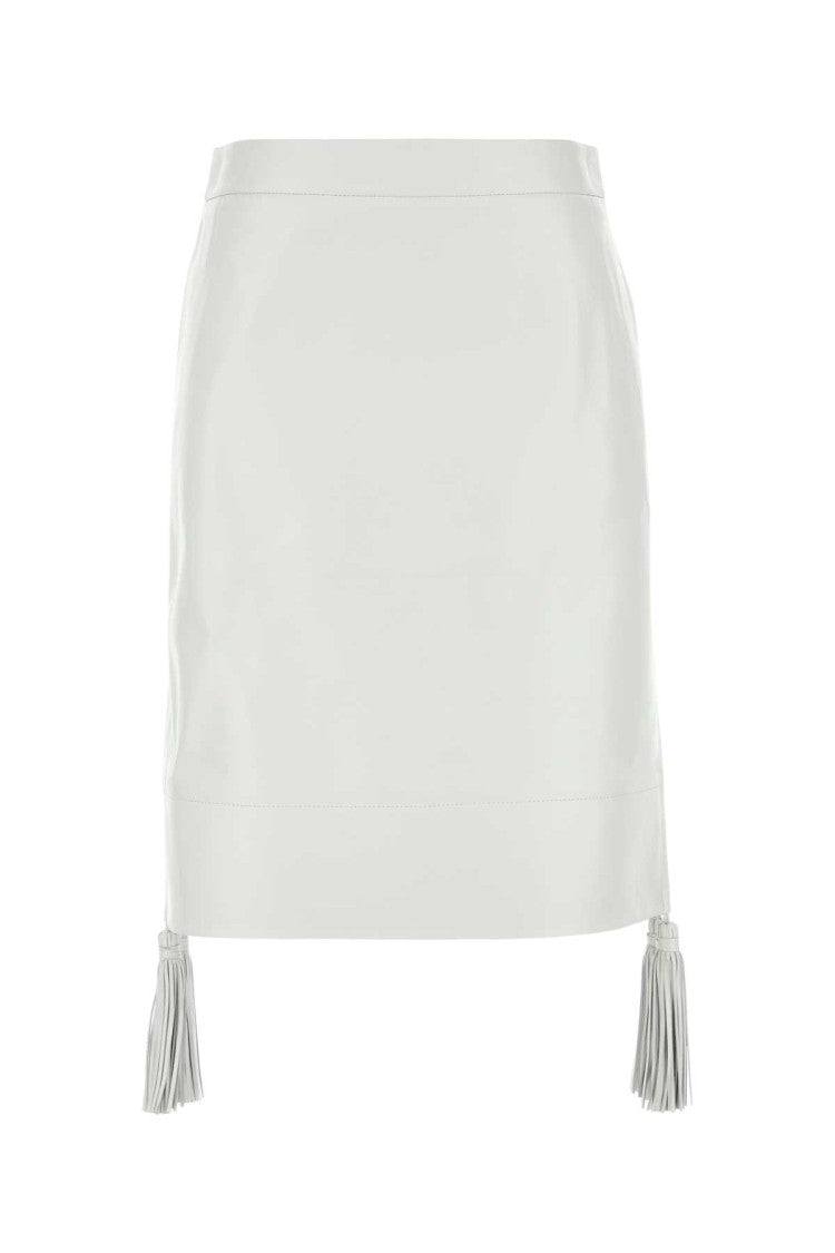 Bottega Veneta White Leather Skirt