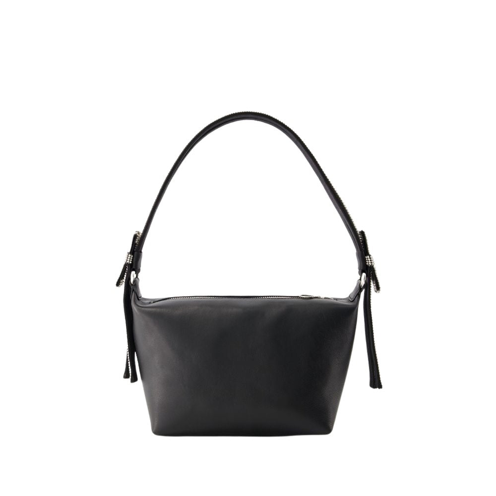 Kara Double Bow Pouch - Leather - Black